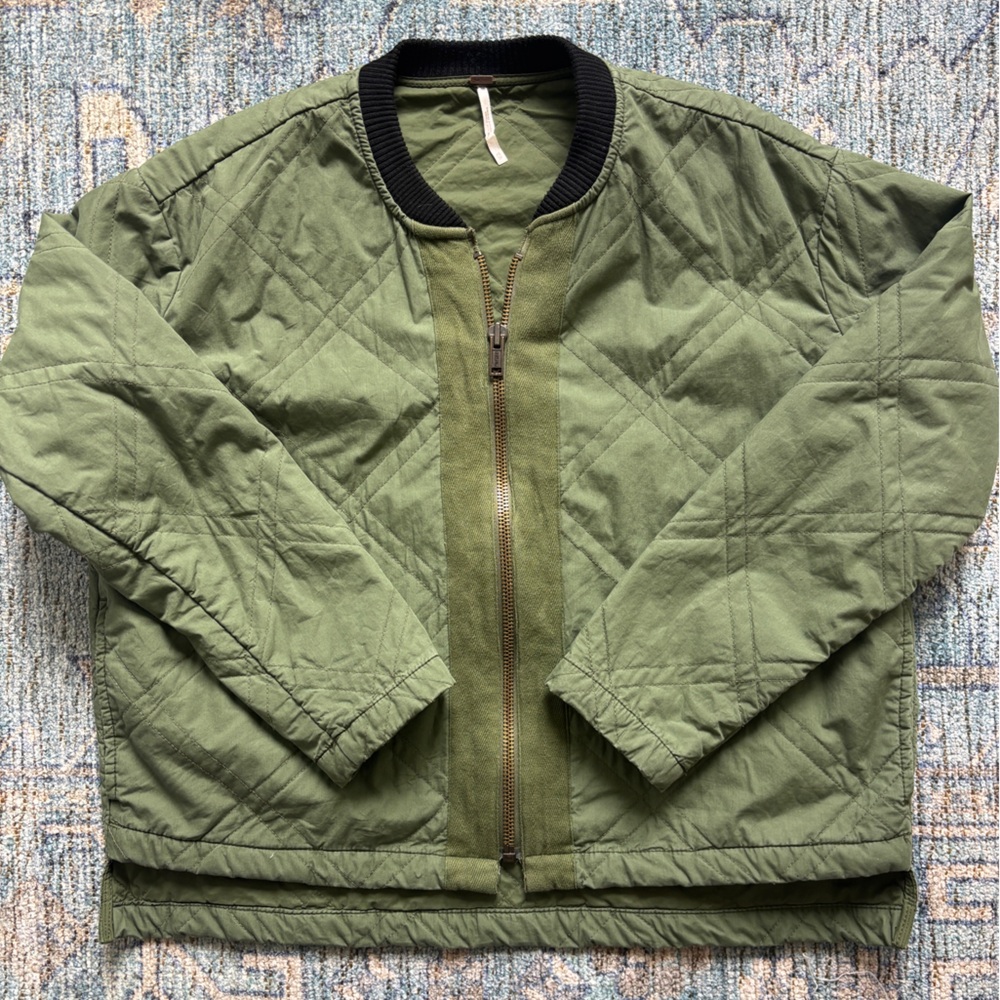 Free People Green Quilted Jacket XS